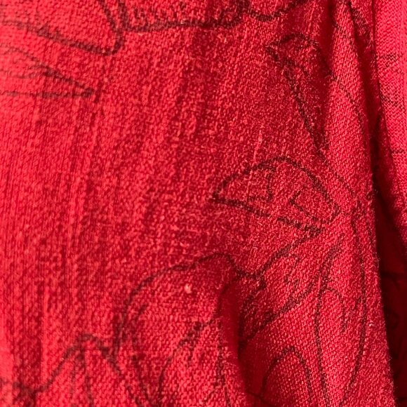 Nicole Miller Dress Linen Blend Short Sleeve Tropical Floral V-Neck Women Medium - Picture 10 of 12